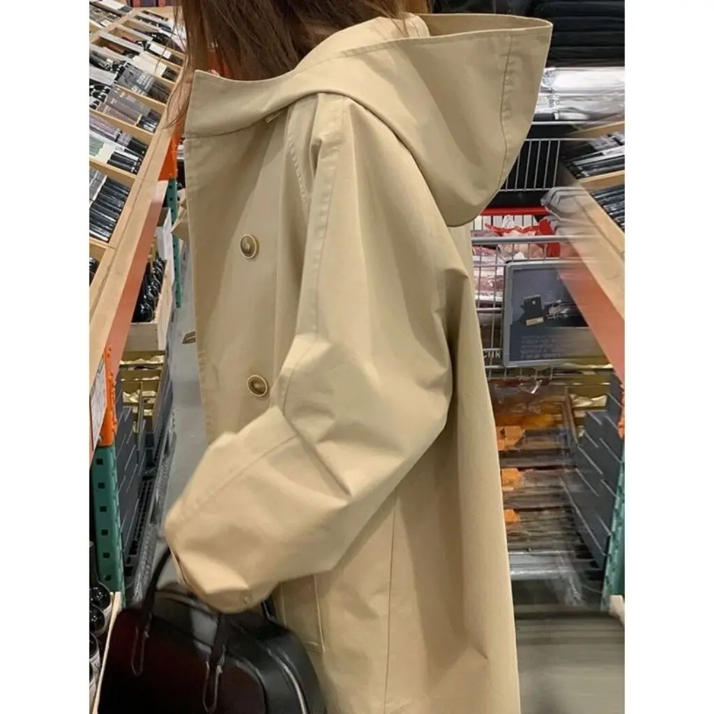 

Весенне-осенняя свободная женская ветровка с капюшоном, новая повседневная универсальная женская куртка средней длины в корейском стиле