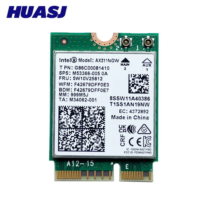 WiFi 6E 5374Mbps Intel AX211 CNVio2 M.2 Wifi Wireless Card Bluetooth 5.3 802.11ax Dual Band WiFi6 Wireless Adapter for Win10 64