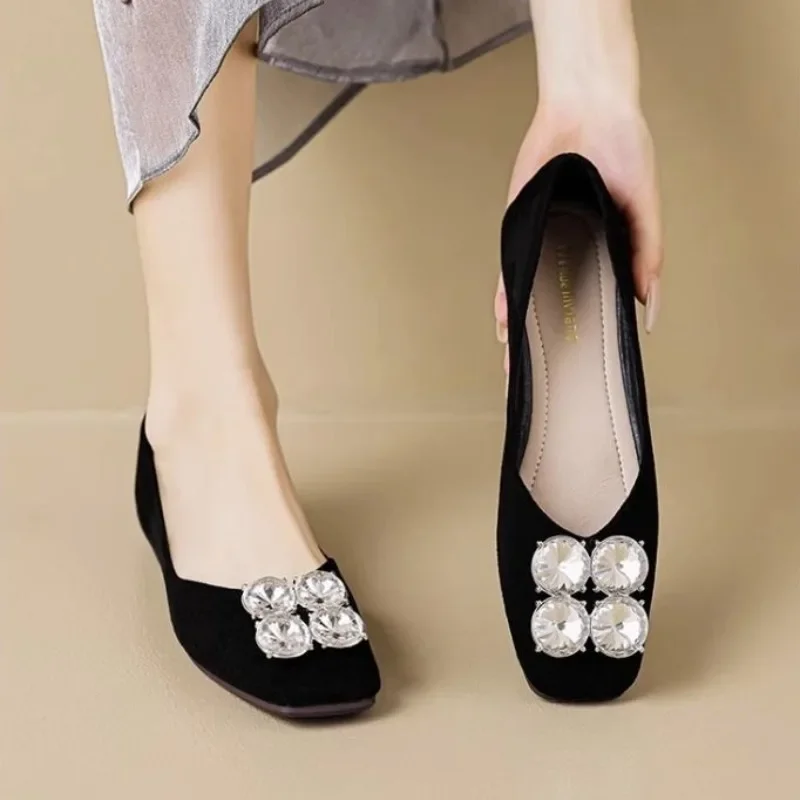 Rhinestone Woman Flats With Crystals Diamond Shoes For Women Lastest Young Social Hot Trendy Popular Luxury Brand Non Slip On