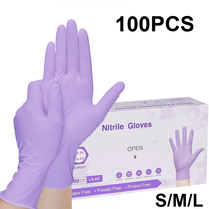Purple Nitrile Gloves Disposable Gloves Lightweight High Elasticity Wear Resistant Increased Thickness Food Grade Anti Oil Stain