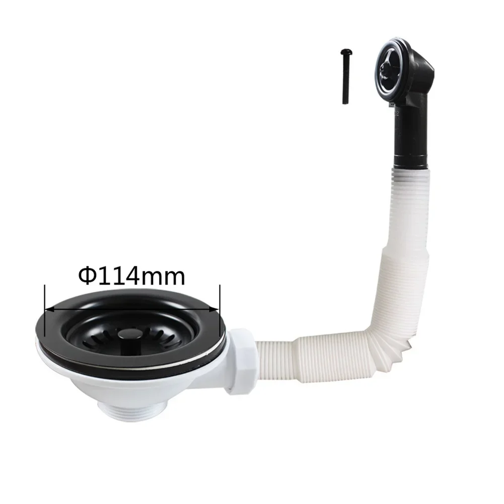 

For Kitchen Drain Cleaner Sink Strainer With Overflow 304 Stainless Steel Black Coated 114mm Sink Strainer With Overflow