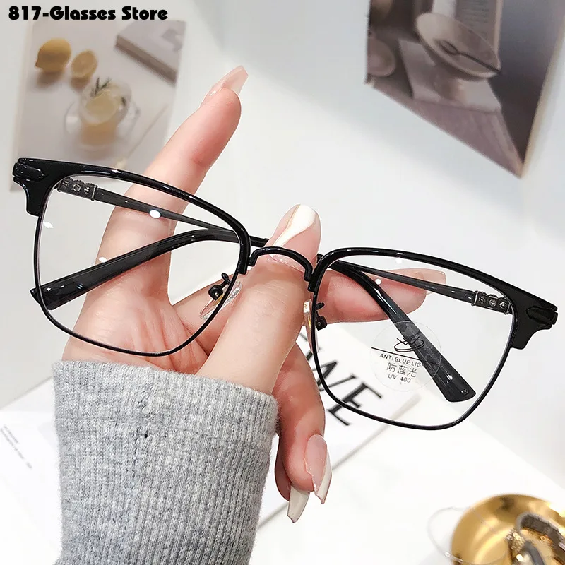 New Metal Half Frame Reading Glasses Men Women Fashion Transparent Presbyopic Glasses for Middle-aged and Elderly +1.0 To +4.0