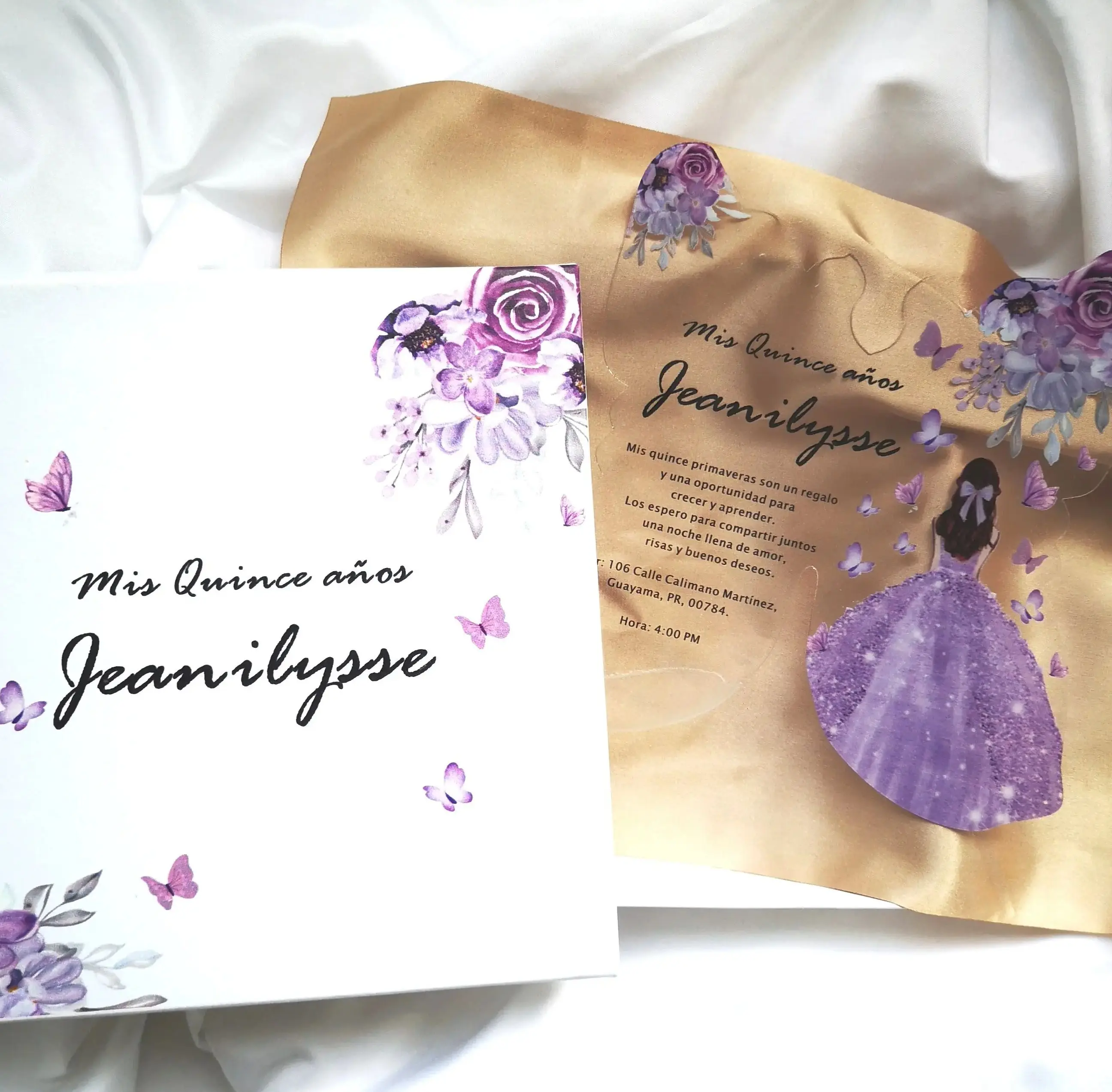 Transparent Custom Acrylic Invitation Cards, Lilac Butterfly Design, Wedding Quinceanera Party, Bar Mitzvah, 15 Years, 10Pcs