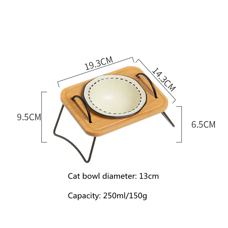 Ceramic Dog Bowl Cat Food Water Bowls with Wood Stand No Spill Large Feeder Dish for Dogs Cats Feeding Puppy Pet Supplies