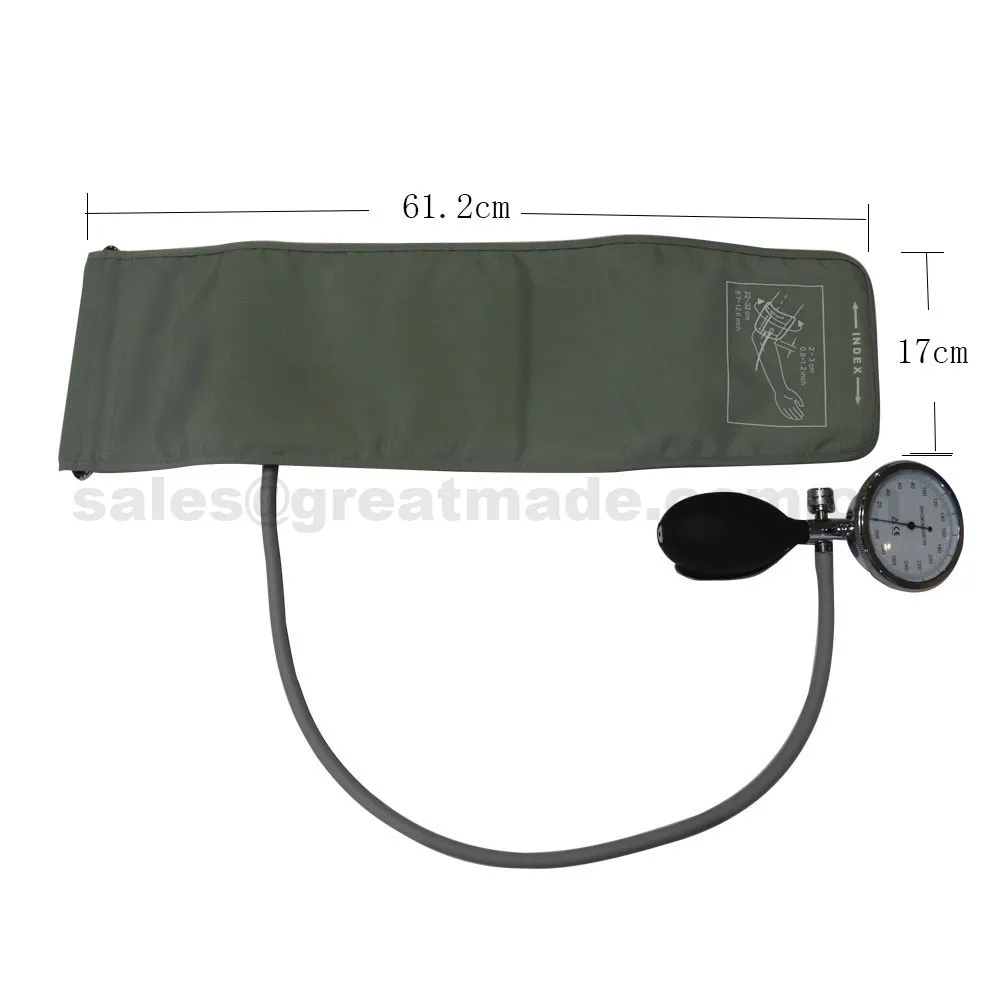 Manual Blood Pressure Cuff, Single Tube Cuff with Pressure Gauge and Inflation Bulb 32-42 cm Arm Circumference