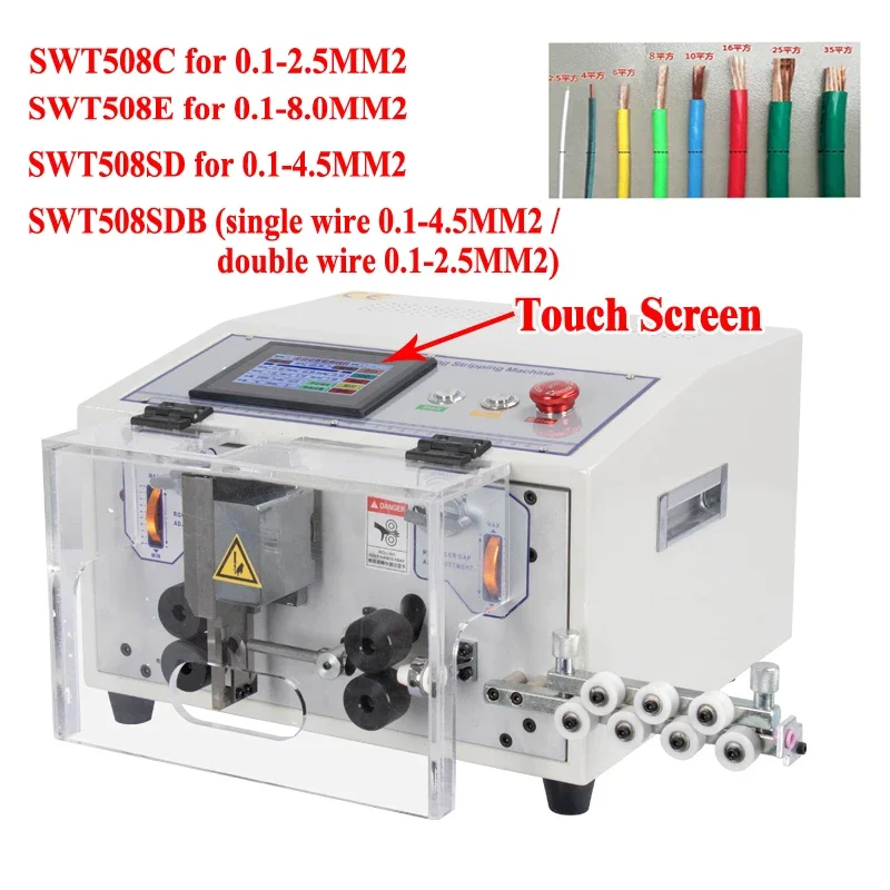 0.1-8.0mm2 Touch Screen Wire Stripping Machine Automatic Adjust Cable Peeling Cutting Cutter Stripper SWT508C SWT508SD SWT508E