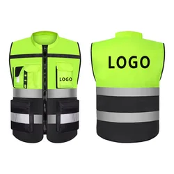 Multi Functional High Visibility Reflective Safety Vest Construction Worker Safety Vest Motorcycle Riding Suit Customized LOGO