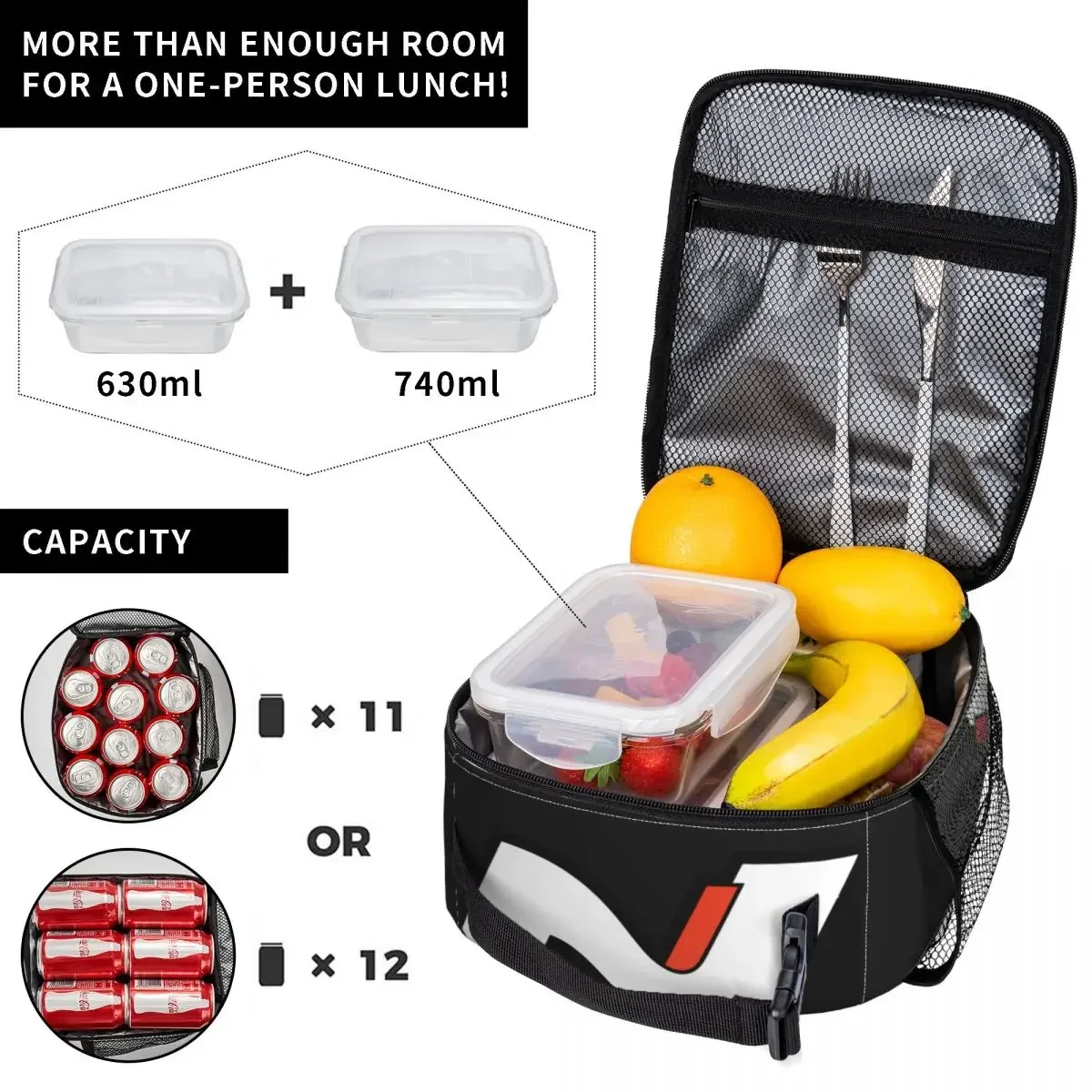 N P-Performances Lunch Bag For Adult Car H-Hyundais Lunch Box Fun School Cooler Bag Portable Oxford Thermal Tote Handbags