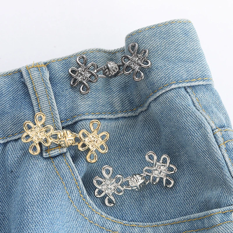 Chinese Knot Waist Button Waist-slimming Tightener Waistband Rhinestone Pins Heart-shaped Adjustable Removable Diy Craft Access