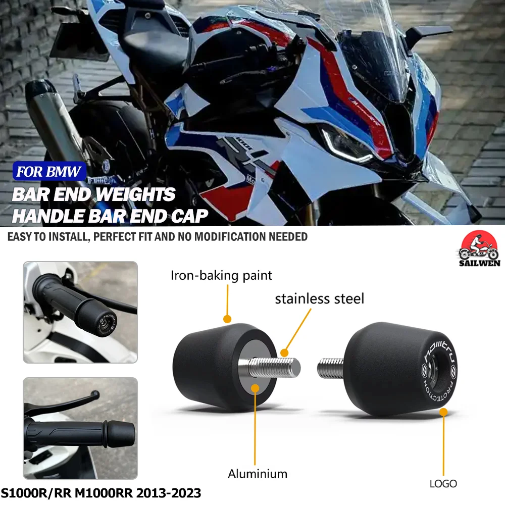 

Handle Bar End Weight Grips Cap For BMW S1000R S1000RR HP4 M1000RR 2013-2023
