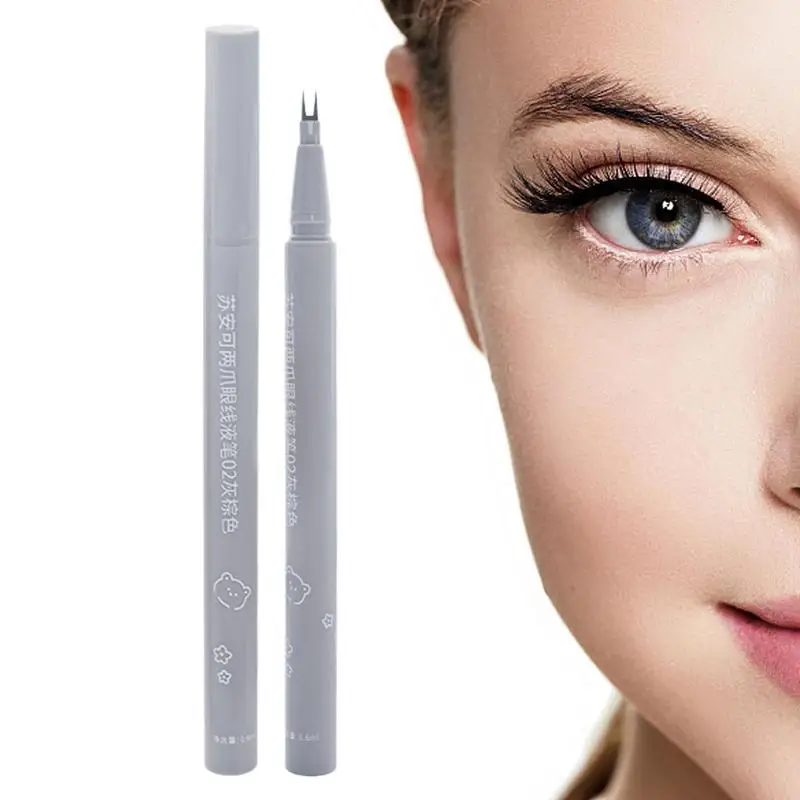 Ultra-Dunne 2 Vork Tip Vloeibare Eyeliner Dubbel Gevorkte Punt Onderste Wimper Pen Make-Up Gladde Eyeliner Dual Tip Wenkbrauw Potlood