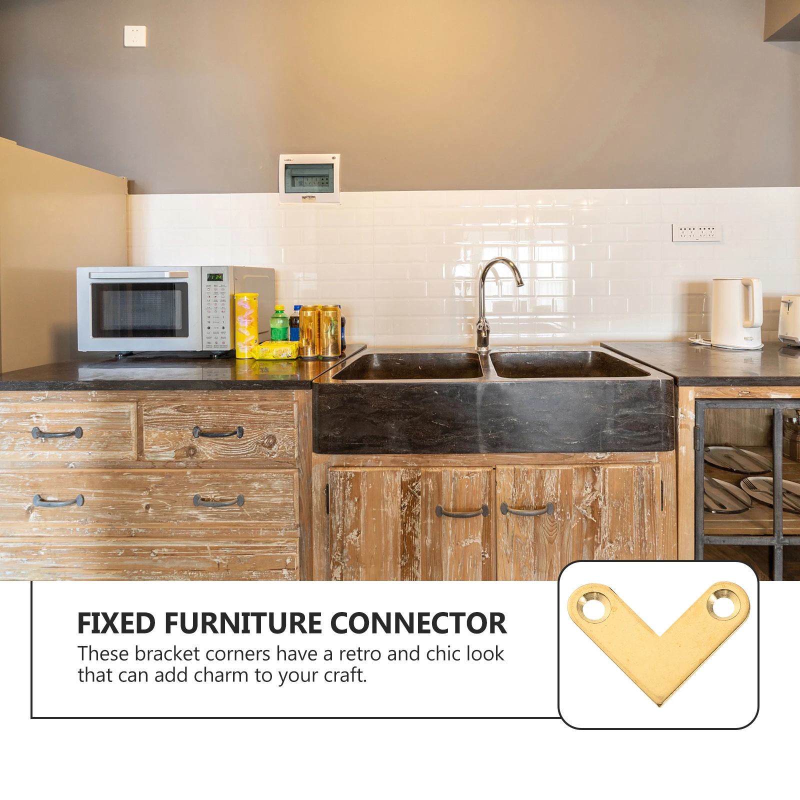 

6Pcs Solid Brass Corner Brackets Heavy Duty L Shape Flat Corner Brackets for Drawer Joint Fixing Retro Style Bracket Connectors