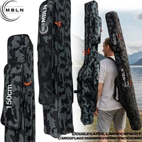 Bolsa de pesca plegable de gran capacidad MBLN de doble capa, bolsa para caña de mochila de 1,5 m, almacenamiento de aparejos multifuncional, 1 ud.