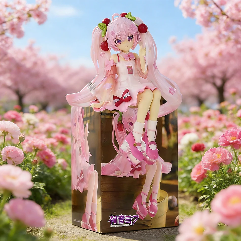 2026 14cm Hatsune Miku Vocaloid Noodles Stopper Cherry Blossom Sakura Figurka Akcji Model Zabawka Domowa Kawaii Miku Prezent Urodzinowy