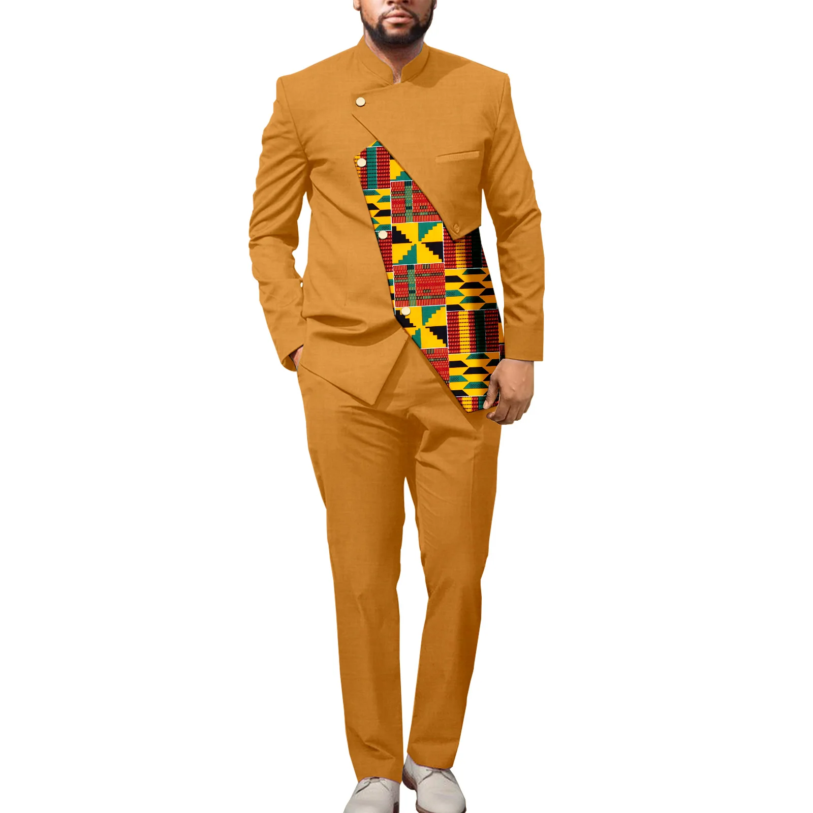 African Clothing Dashiki Printed Jacket with Ankara Pants 2 Piece Set Dress Suit Outwear for Wedding