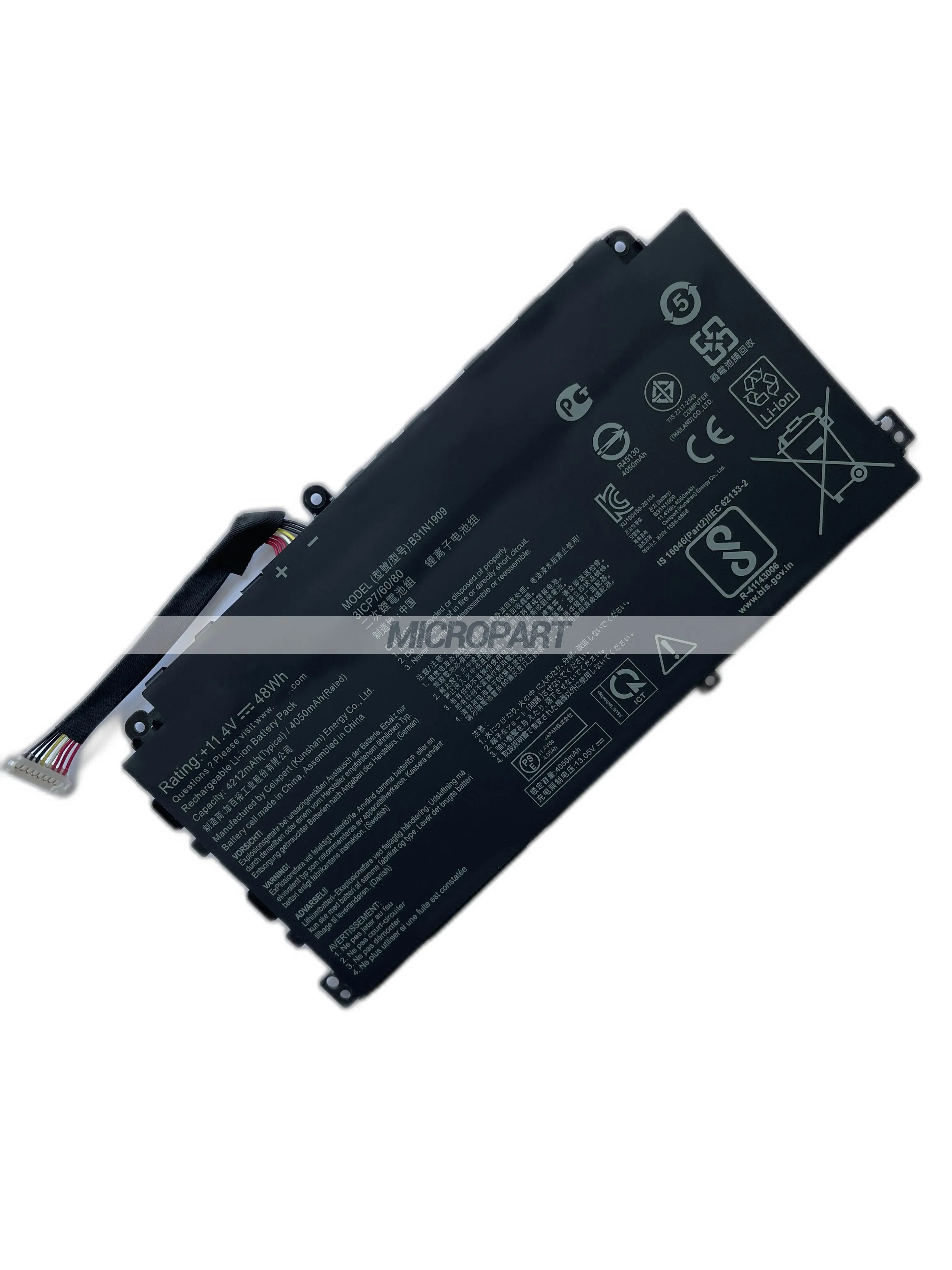 Batería de repuesto de iones de litio para ordenador portátil Asus ExpertBook, batería de larga duración, 11,4 V, 48WH, B31N1909, P2, P2451FA, P2451FB