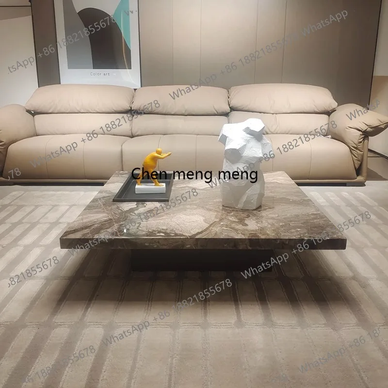 

Nordic Luxury Rectangle Marble Top Metal Brass Stainless Steel Coffee Table Marble Coffee Table