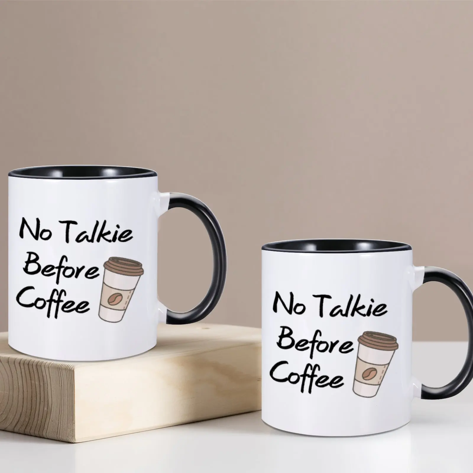 No Talkie Before Coffee Funny Coffee Mug 11oz Novelty Office Coffee Mug for Friend Coworker Milk Tea Drinkware Birthday Gag Gift