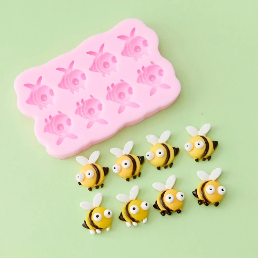 

Cartoon 3d Bee Silicone Molds Flat Honeycomb Fondant Candy Chocolate Mould Baking Mold for Birthday Cake Decorating Tools