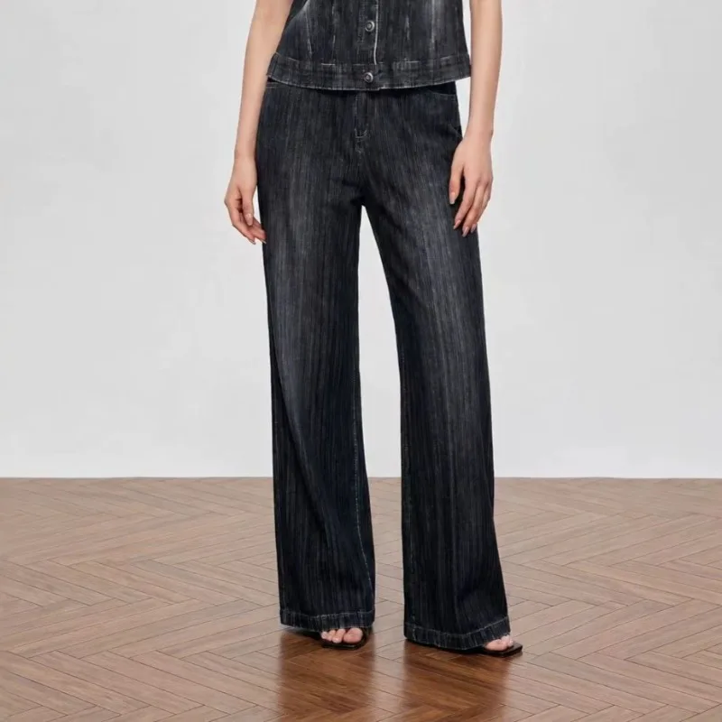 

Miyake Pleated Denim Color Pants Plisse 2026 Summer New High-end Casual Retro Denim Color Pleats Elegant High-end Pants Women