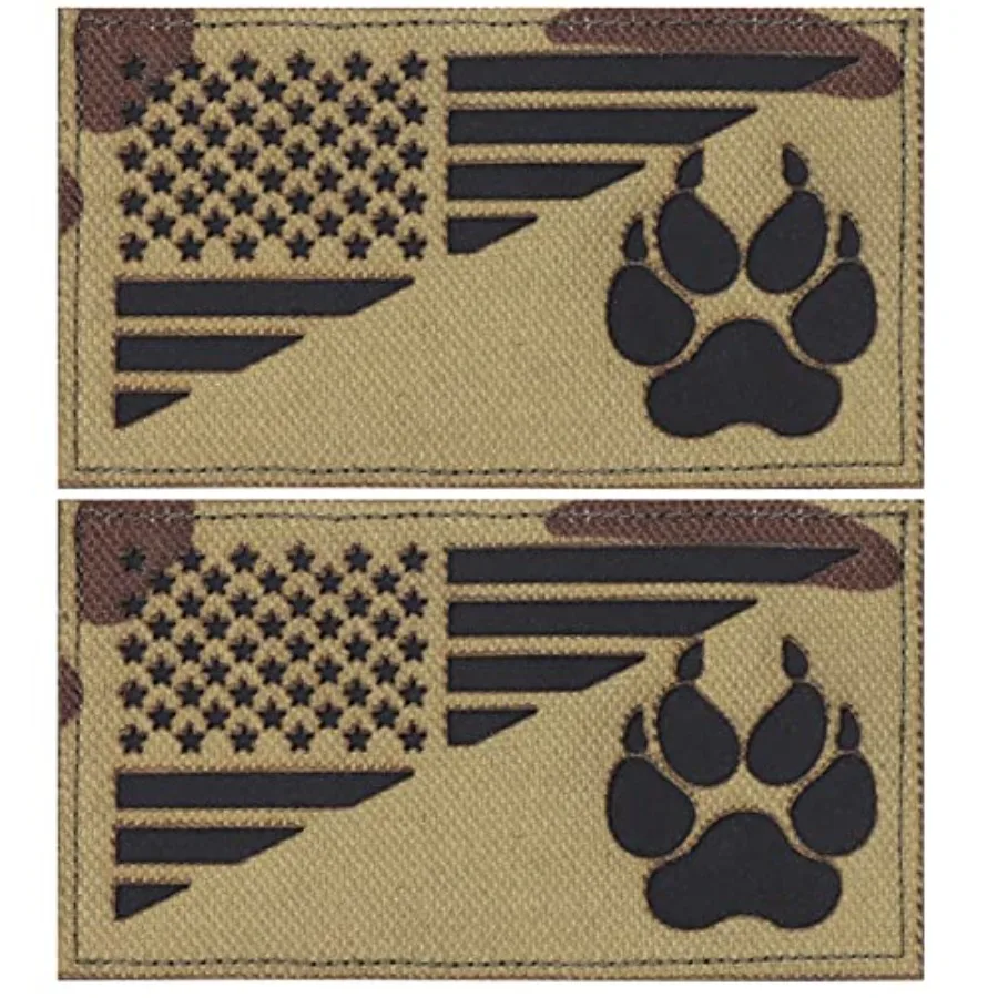 2 حزمة من رقع الكلاب لحزام الكلاب Trar Paw المطرزة مع العلم الأمريكي لسترات الحيوانات المتوسطة والكبيرة