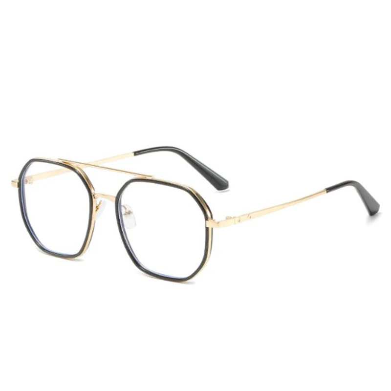 -1.0 -1.5 -2.0 -2.5 To -6.0 Double Beam Frame Myopia Glasses Women Men Street Shooting Polygon Metal Frameoptical Glasses