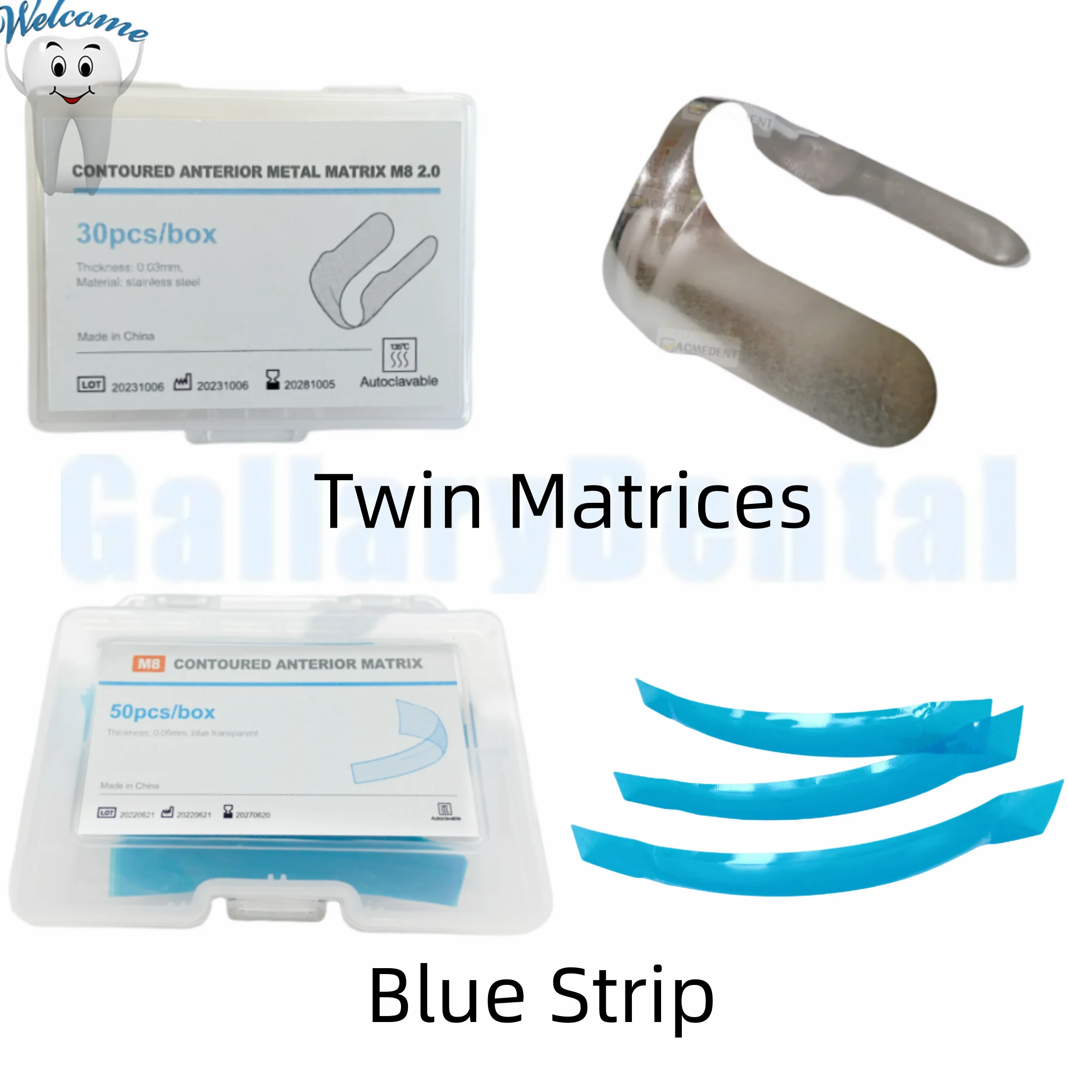 

Dental Anterior Twin Matrices Cervical Matrix Blue Strip Restoration Universal Resin Matrix