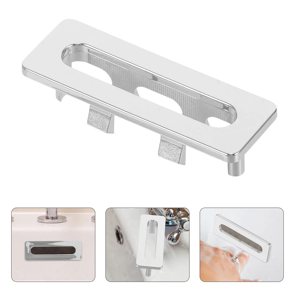 

2pcs Basin Overflow Covers Plastic Rectangular Trim For Universal Wash Basin Sink Hole Insert Prevents Overflow Easy Install