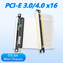 Double Reverse PCI-E x16 4.0 Graphics Card Extension Cable Full Speed Stable Compatible with ITX A4 Chassis Black White R33UF-TU