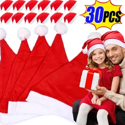 Red Christmas Hats for Adults Kids Non-woven Fabric Santa Claus Xmas Hats Cap Merry Christmas New Year Festival Party Decoration