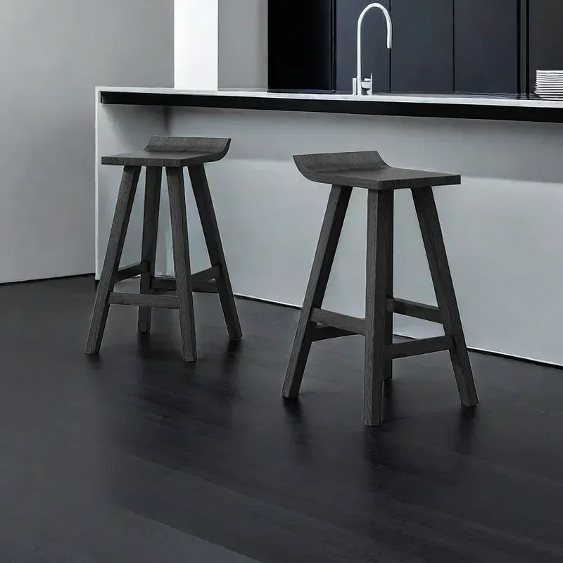 

Wood Gray Black Kitchen Island Bar Stool Barber Taburetes Altos Cocina Bar Chair Makeup Artist Reinforce Home Furniture