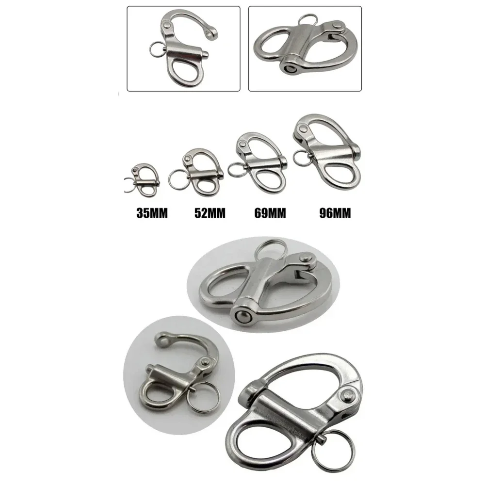 2pcs Stainless-Steel Quick Release Shackle Connector for Sail Boats Helicopters Mountaineering Rock Climbing Swings Pet Chains