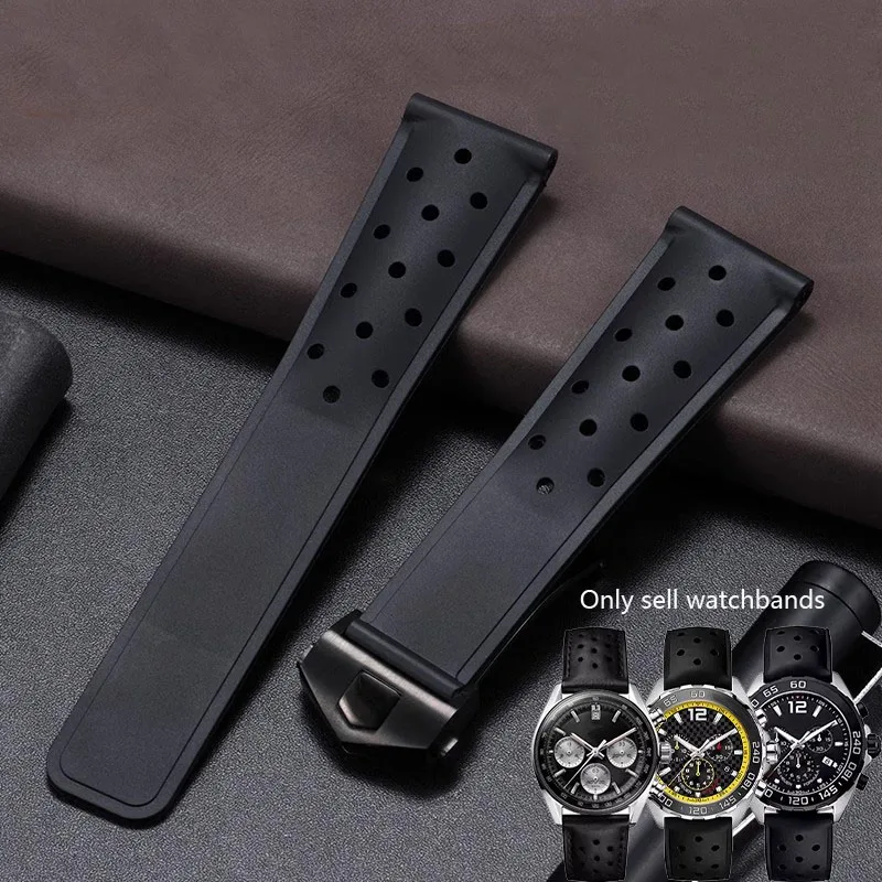 

For TAG Heuer 22mm Red Black Blue Watchbands F1 Racing Kalera Monaco Series Silicone Rubber Anti-Allergy Breathable Watch Strap