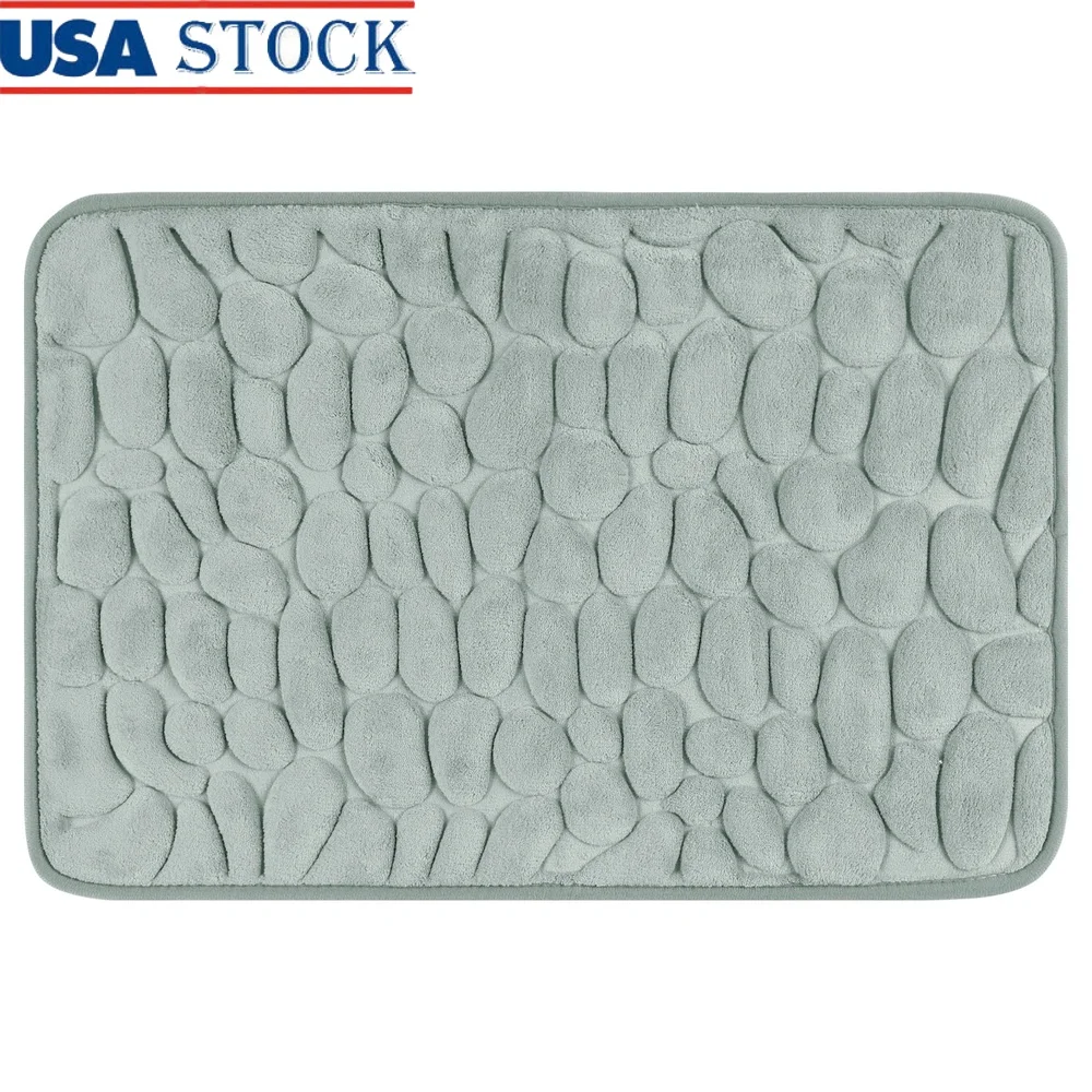 

Ультрамягкий коврик для ванной из пены с эффектом памяти, быстросохнущий нескользящий коврик для ванной комнаты, впитывающий полиэстеровый напольный ковер 16x24 дюймов, серый