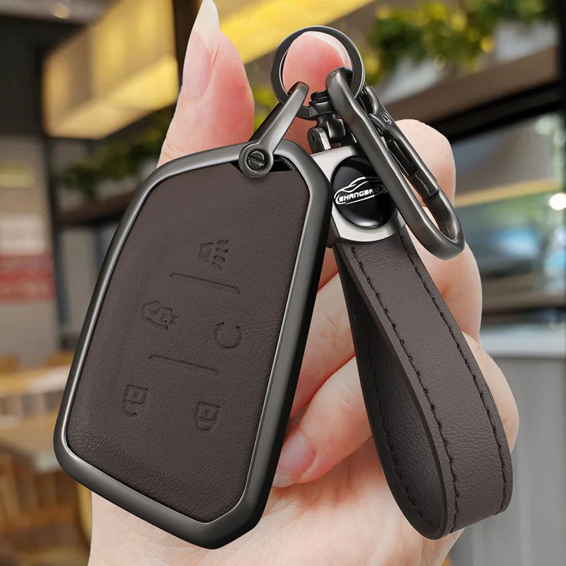 5 Bottons Alloy Car Key Fob Case Cover Shell for Cadillac CT4 CT4-V CT5 C8 Corvette LYRIQ 2022 2023 2024 Keychain Accessories