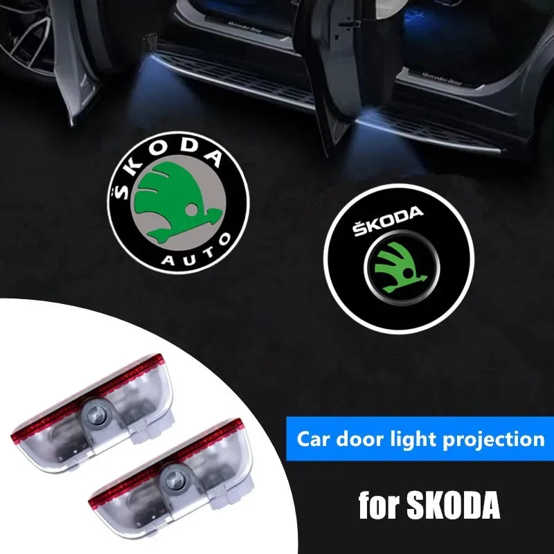 

Wear-resistant Wireless Laser Projector Lamp 2PCS Car Door Emblem LED Welcome For Mazda Skoda Octavia A5 A7 RS Fabia Superb