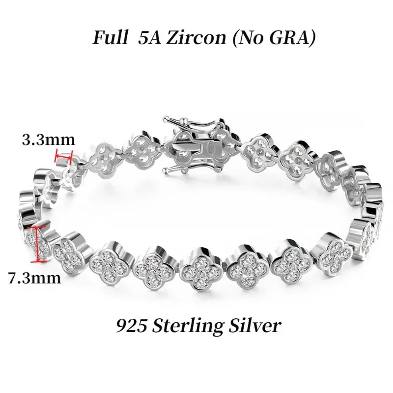 100% S925 Sterling Silver 2mm High Carbon Diamond Bracelets For Women Sparkling Bride Wedding Lucky Bangle Jewelry Birthday Gift