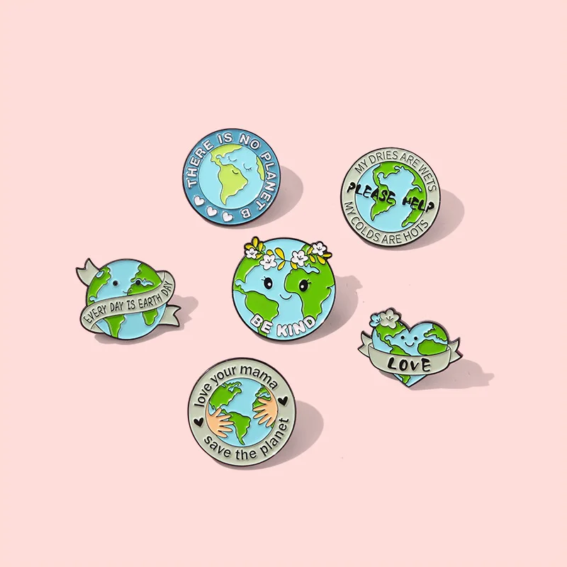 Please Help Earth Enamel Pin Custom Be Kind Hug Earth No Planet B Brooches Lapel Pin Badge Environment Jewelry Gifts For Kids image 4