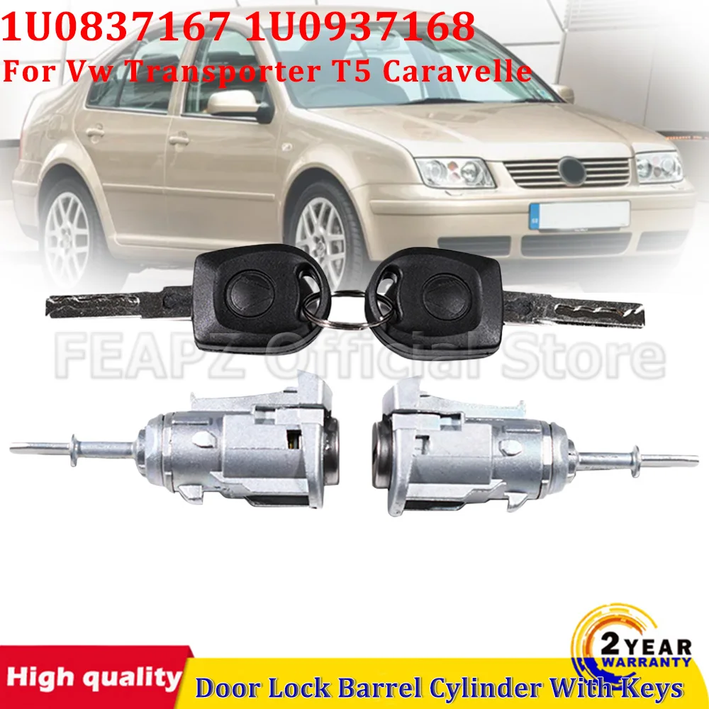 1Set For VW Golf Bora MK4 Fox Mk1 Front Left Right Door Lock Barrel Cylinder With Keys 1U0837167 1U0937168 Car Accessories