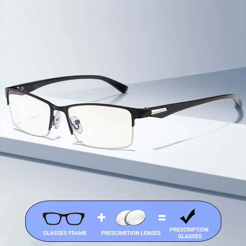 

SEAMERGO Business Half Frame Prescription Glasses Leisure Optical Lenses with Prescription Customization Eye Protection Eyewear