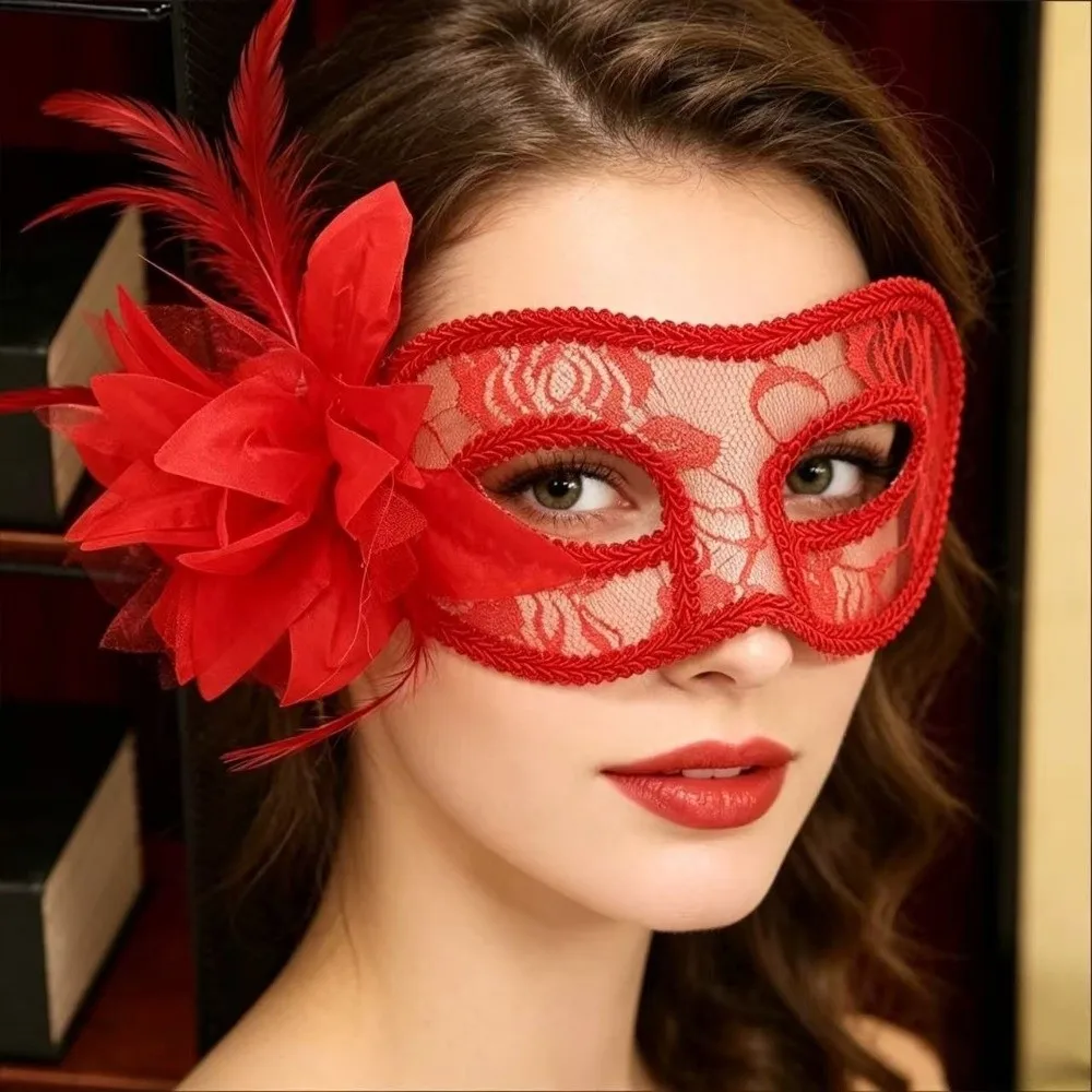Flower Half-Face Mask Seductive Style Cosplay Masquerade Ball Mask Multicolor Fancy Prom Halloween Festival Party Mask