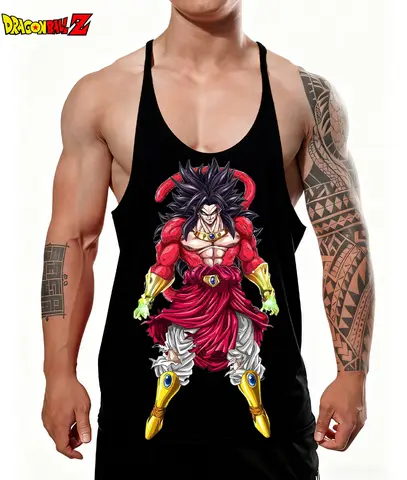 2025 New Men's Tank Top 100%Cotton Vest Japanese Anime Dragon Ball Quick - Dry Sleeveless Singlets Fitness Muscle Building top