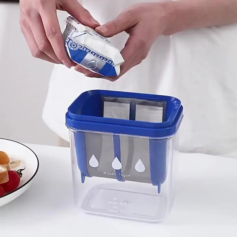 

Mesh Sieve Japanese Yogurt Strainer Box Blue/White Greek Yogurt Maker Whey Separation Filter Cuboid with Scale Whey Separator