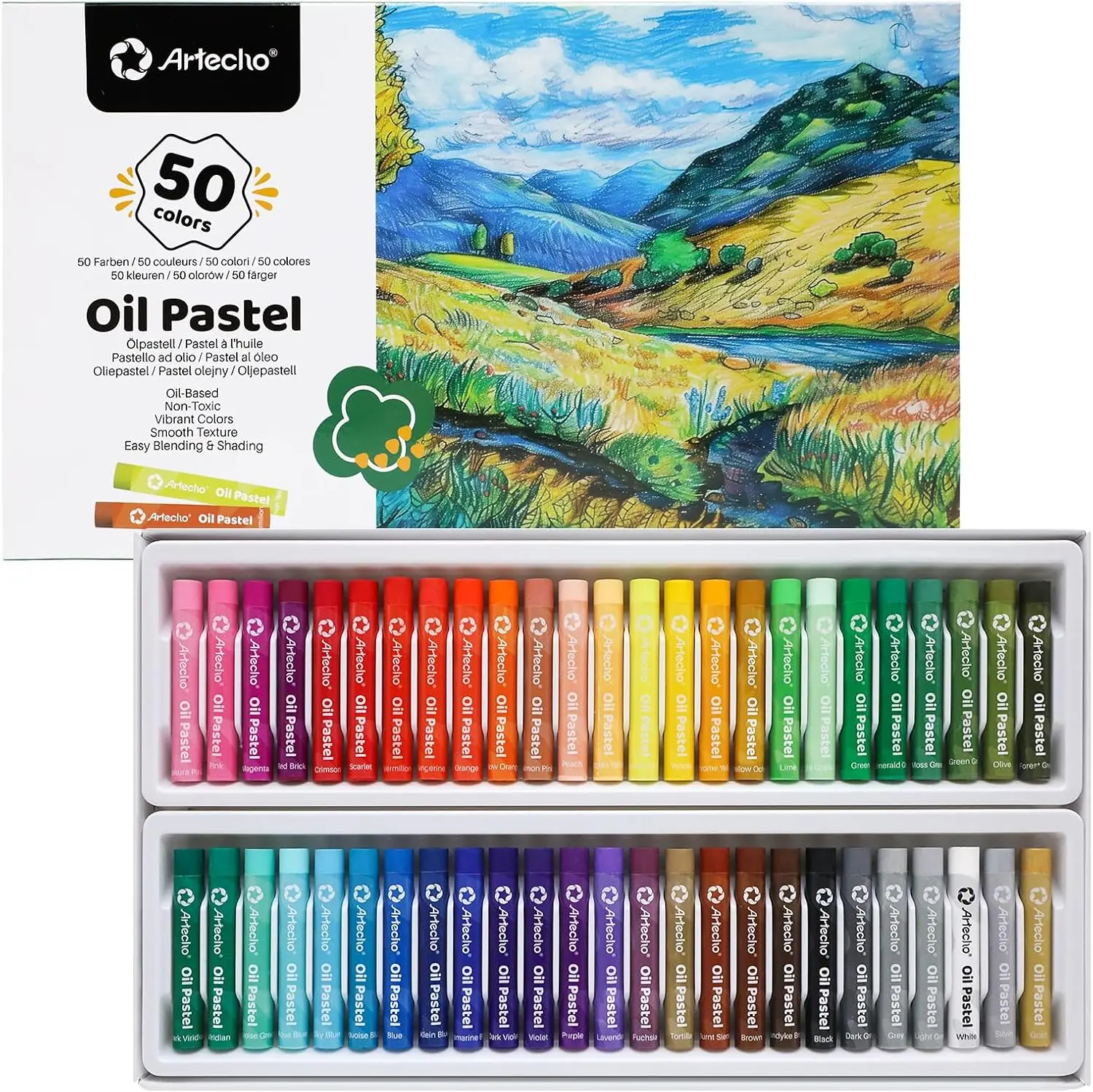 

50 Colors Soft Oil Pastels Set, 8x60mm, Art Supplies for Blending & Drawing