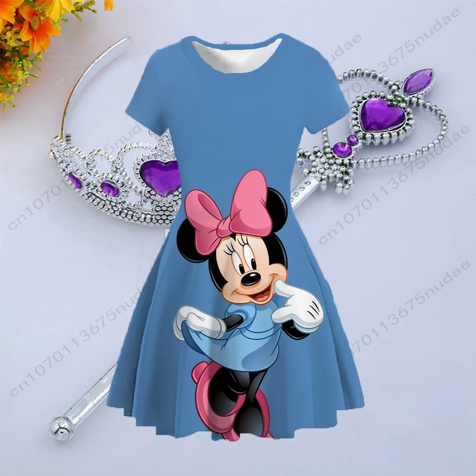 colorful funny childlike comfortable girls dress children's clothing cartoon characters Disney Mickey Mouse series printed