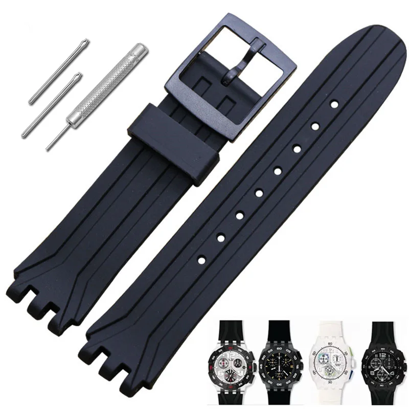 18 مللي متر سيليكون المطاط حزام الساعات ل سواتش استبدال حزام ساعة اليد SUIB400 SUIK400 الأسود مقاوم للماء الرياضة معصمه الرجال النساء