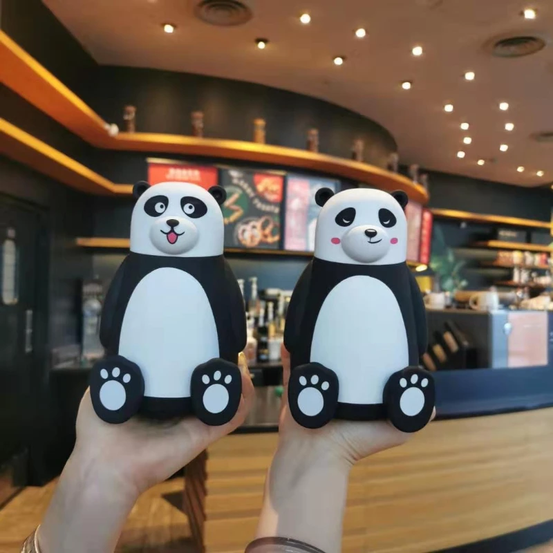 

Cartoon Panda Cup Household Heat-resistant Glass with A Lid Mug Solid Color Sty Lesuitable for The Office and Birthday Gift
