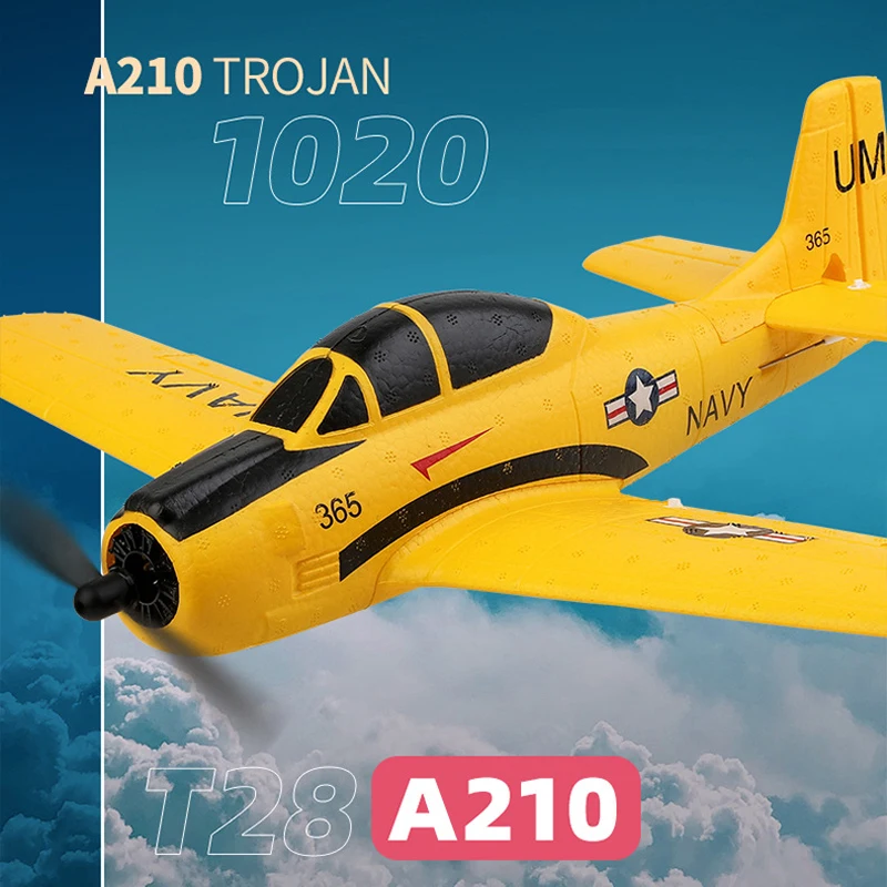 WLTOYS A210 T28 Trojan Remote Control Glider 4CH Aerobatic Plane Fighter Electric Model Fixed Wing Adult and Children's Toy