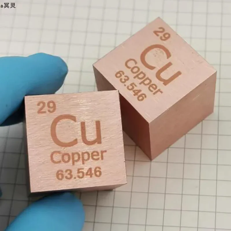 10mm 25.4mm Copper Cube Periodic Table Collection Metal Element Cubes