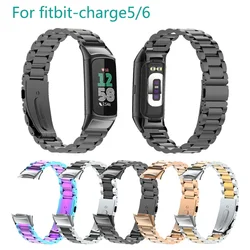 Suitable for Fitbit Charge5/6 strap metal strap solid stainless steel, Sanzhu steel strap FORCHARGE5/6 strap replacement